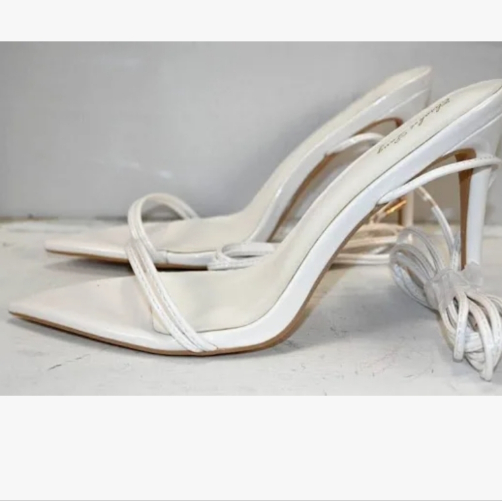 Elisabeth Lang Open Toe Ankle Leg Wrapping Strap High Heels. Sz 6
